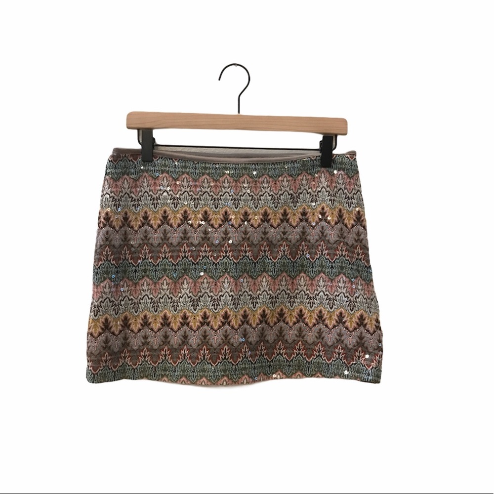 EXPRESS brown retro sequin skirt